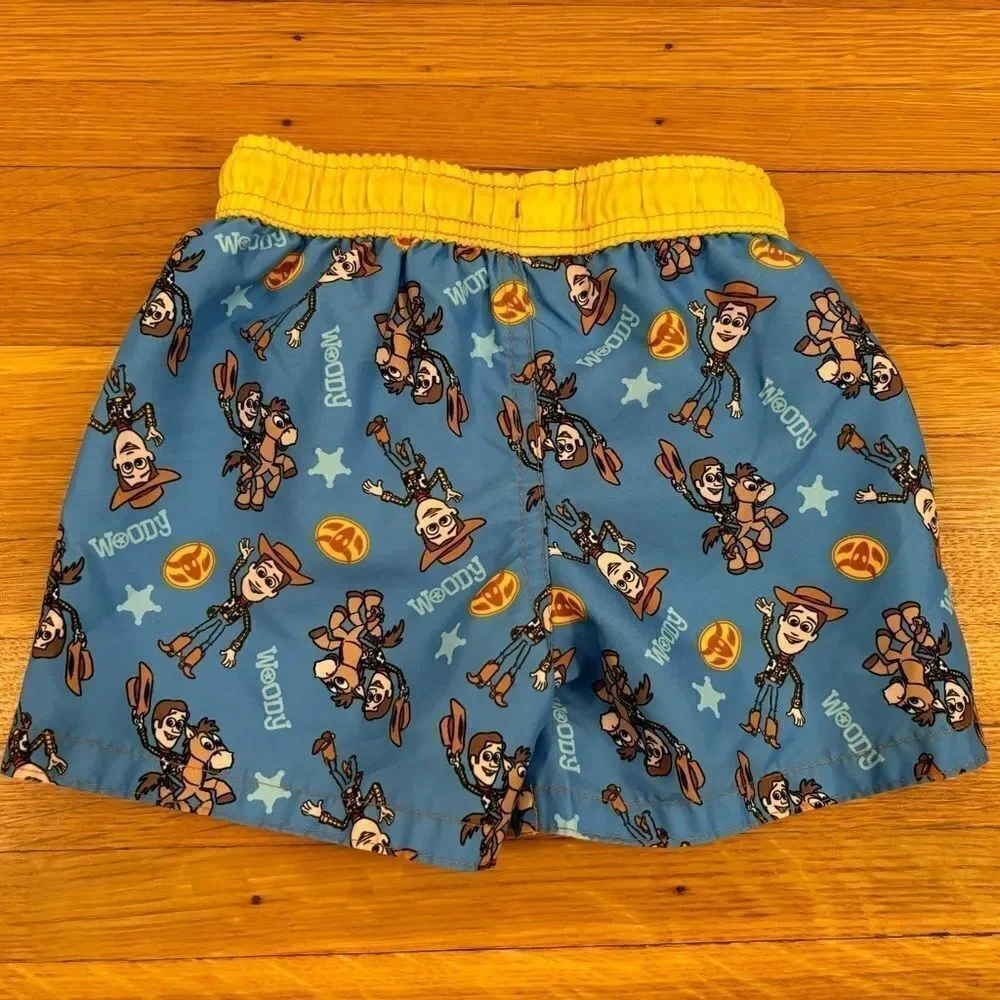 Disney Pixar Toy Story Woody Bullseye Blue Swim Trunks